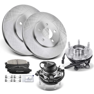 8 Pcs Front Brake Rotors & Pads + Hub Bearing