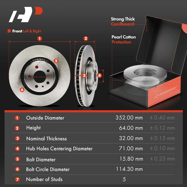 Disc Brake Rotors and Ceramic Pads Kit, 6 Pcs, Front Driver & Passenger, A-Premium, APBRPR1555