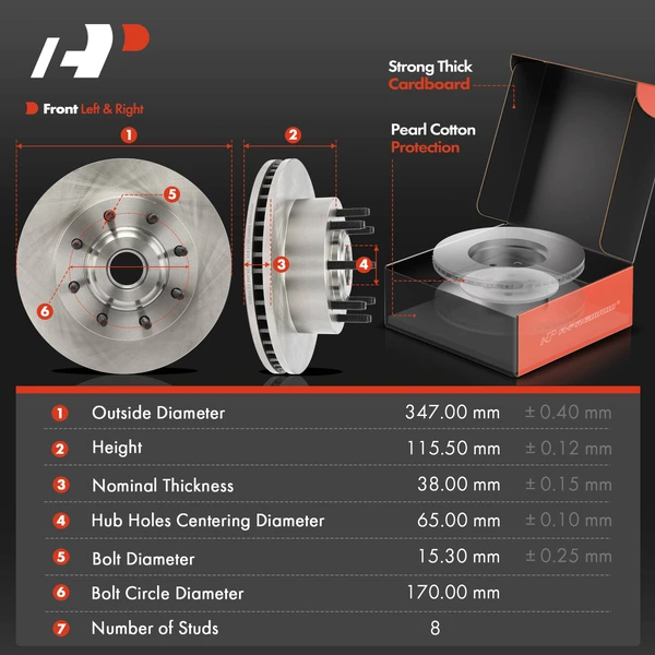 Disc Brake Rotors and Ceramic Pads Kit, 6 Pcs, Front Driver & Passenger, A-Premium, APBRPR1558