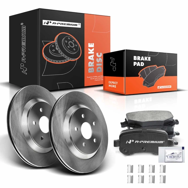 2004-2007 Mercury Monterey Disc Brake Rotors and Ceramic Pads Kit, 6 Pcs, Rear Driver & Passenger, A-Premium, APBRPR174