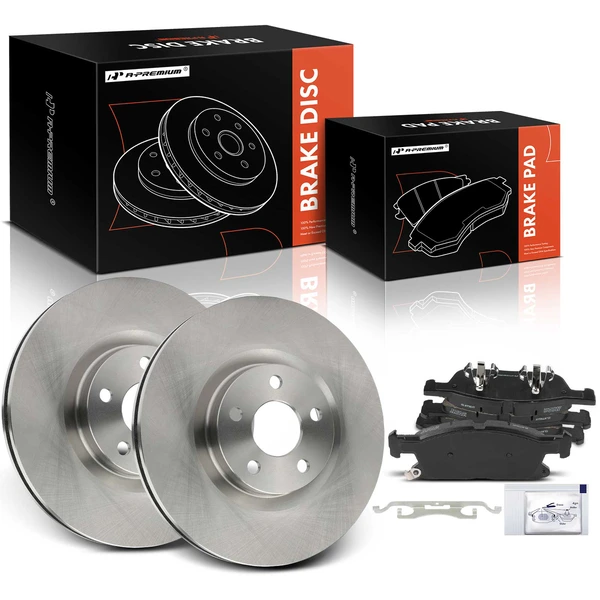 2017-2020 Lincoln Continental Disc Brake Rotors and Ceramic Pads Kit, 6 Pcs, Front Driver & Passenger, A-Premium, APBRPR1562