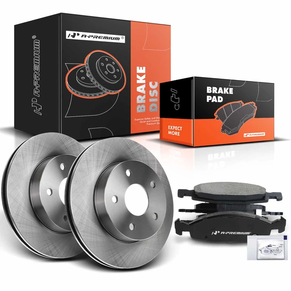 1999-2002 Jeep Grand Cherokee Disc Brake Rotors and Ceramic Pads Kit, 6 Pcs, Front Driver & Passenger, A-Premium, APBRPR334