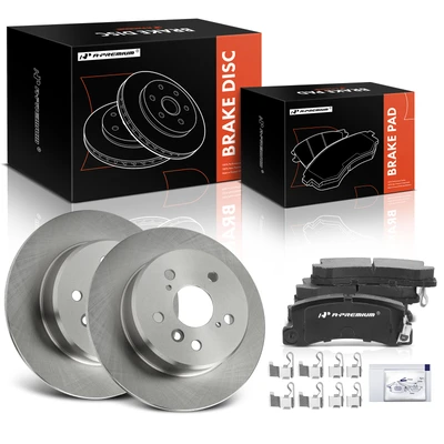 6 Pcs Rear Disc Brake Rotors & Ceramic Brake Pads