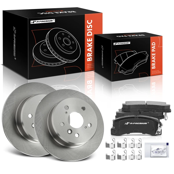 1999-2003 Lexus RX300 Disc Brake Rotors and Ceramic Pads Kit, 6 Pcs, Rear Driver & Passenger, A-Premium, APBRPR1792
