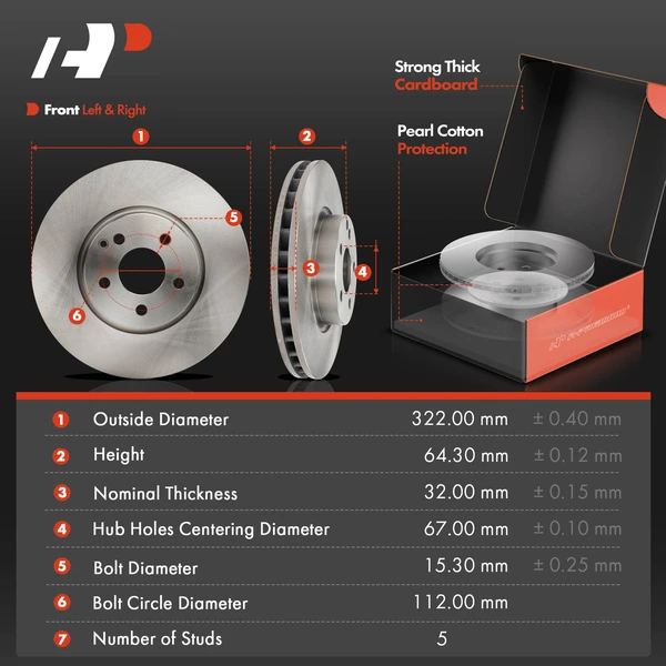 Disc Brake Rotors and Ceramic Pads Kit, 6 Pcs, Front Driver & Passenger, A-Premium, APBRPR1549