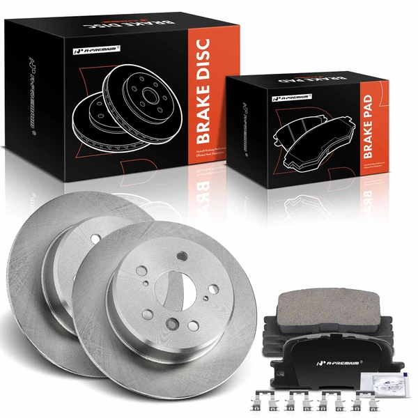 2001-2003 Toyota Highlander Disc Brake Rotors and Ceramic Pads Kit, 6 Pcs, Rear Driver & Passenger, A-Premium, APBRPR1793
