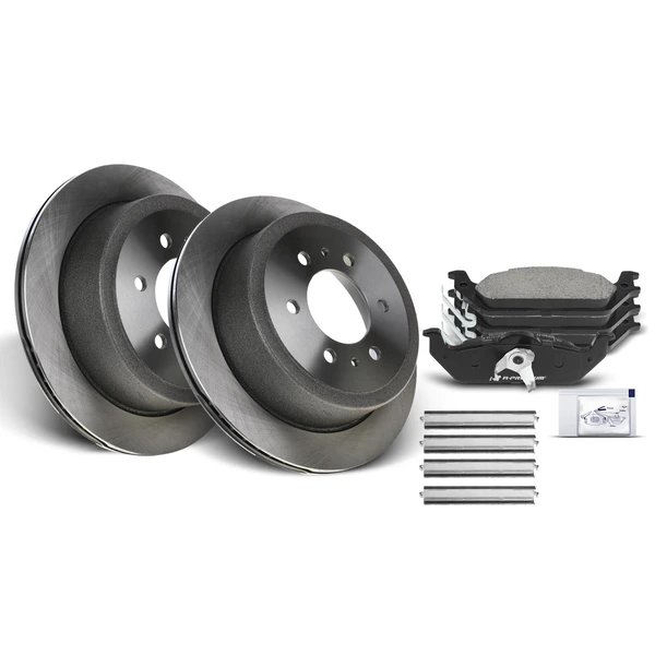 2006-2008 Lincoln Mark LT Disc Brake Rotors and Ceramic Pads Kit, 6 Pcs, Rear Driver & Passenger, A-Premium, APBRPR173