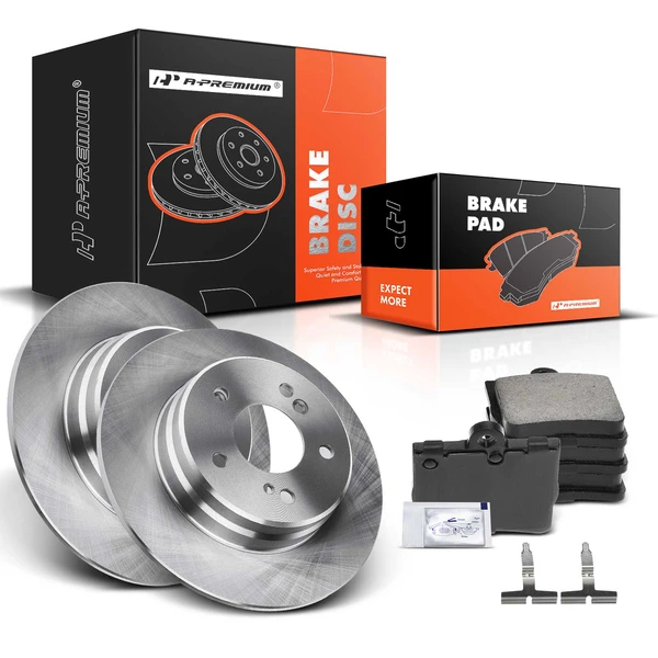2009-2011 Mercedes-Benz SLK300 Disc Brake Rotors and Ceramic Pads Kit, 6 Pcs, Rear Driver & Passenger, A-Premium, APBRPR401