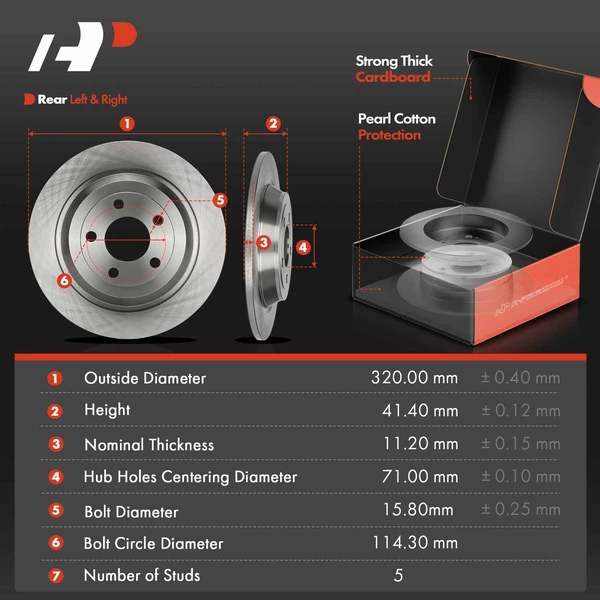 Disc Brake Rotors and Ceramic Pads Kit, 6 Pcs, Rear Driver & Passenger, A-Premium, APBRPR1550