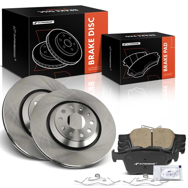 2020 Audi A3 Disc Brake Rotors and Ceramic Pads Kit, 6 Pcs, Rear Driver & Passenger, A-Premium, APBRPR1553