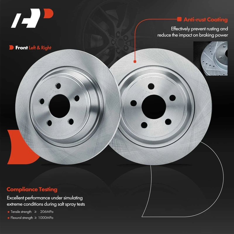 Brake Rotor and Pad Kit, 6 Pcs, Rear Driver & Passenger, A-Premium, APBRPR1554