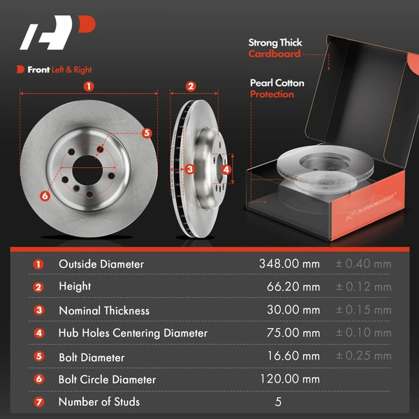 Disc Brake Rotors and Ceramic Pads Kit, 6 Pcs, Front Driver & Passenger, A-Premium, APBRPR1571