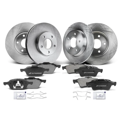Front & Rear Disc Brake Rotors & Ceramic Brake Pads