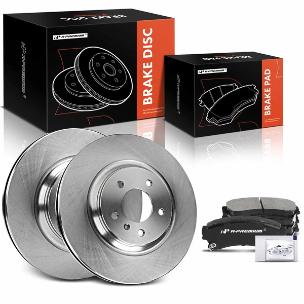 2006-2011 Buick Lucerne Disc Brake Rotors and Ceramic Pads Kit, 6 Pcs, Front Driver & Passenger, A-Premium, APBRPR1796