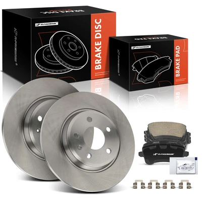 6 Pcs Rear Disc Brake Rotors & Ceramic Brake Pads
