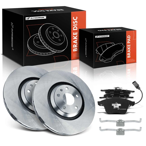 Disc Brake Rotors and Ceramic Pads Kit, 6 Pcs, Front Driver & Passenger, A-Premium, APBRPR1566