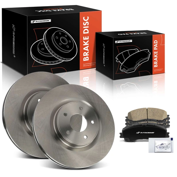 2017-2022 INFINITI Q60 Disc Brake Rotors and Ceramic Pads Kit, 6 Pcs, Front Driver & Passenger, A-Premium, APBRPR1567