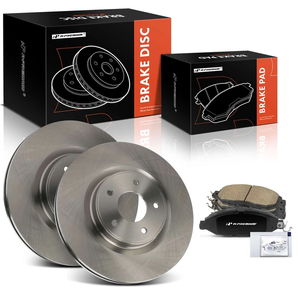 2013-2020 Nissan Pathfinder Disc Brake Rotors and Ceramic Pads Kit, 6 Pcs, Front Driver & Passenger, A-Premium, APBRPR1568