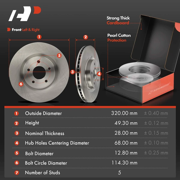 Disc Brake Rotors and Ceramic Pads Kit, 6 Pcs, Front Driver & Passenger, A-Premium, APBRPR1568