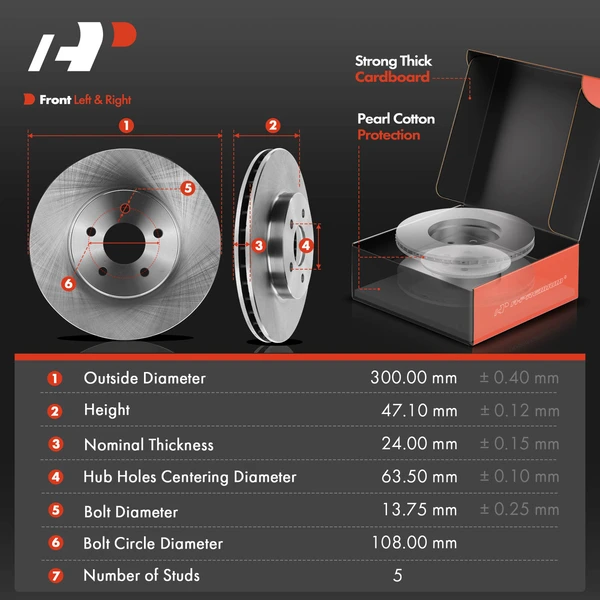 Disc Brake Rotors and Ceramic Pads Kit, 12 Pcs, Front & Rear, A-Premium, APBRPR176