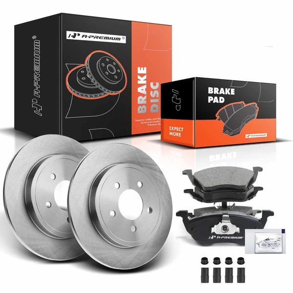 2005-2008 Ford Escape Disc Brake Rotors and Ceramic Pads Kit, 6 Pcs, Rear Driver & Passenger, A-Premium, APBRPR335
