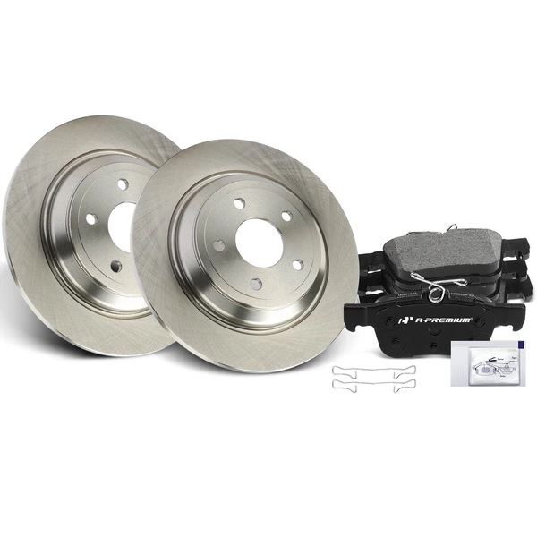 Disc Brake Rotors and Ceramic Pads Kit, 6 Pcs, Rear Driver & Passenger, A-Premium, APBRPR1570