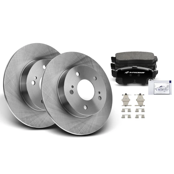 Disc Brake Rotors and Ceramic Pads Kit, 6 Pcs, Rear Driver & Passenger, A-Premium, APBRPR404