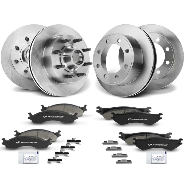 Disc Brake Rotors and Ceramic Pads Kit, 12 Pcs, Front & Rear, A-Premium, APBRPR405