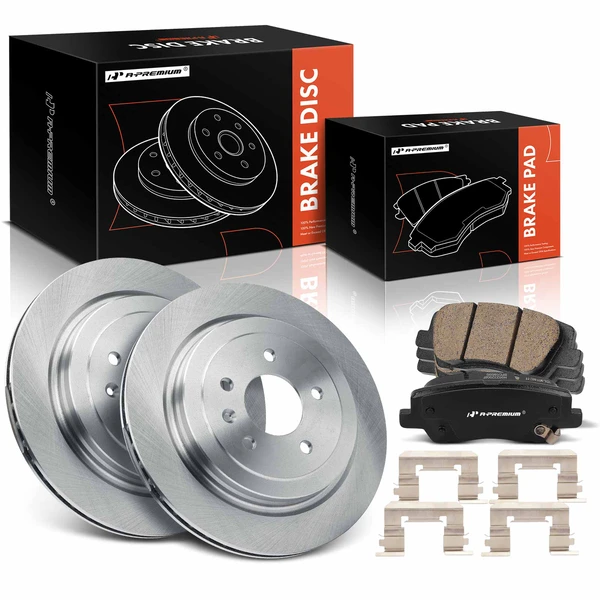 2013-2019 Cadillac ATS Disc Brake Rotors and Ceramic Pads Kit, 6 Pcs, Rear Driver & Passenger, A-Premium, APBRPR1585