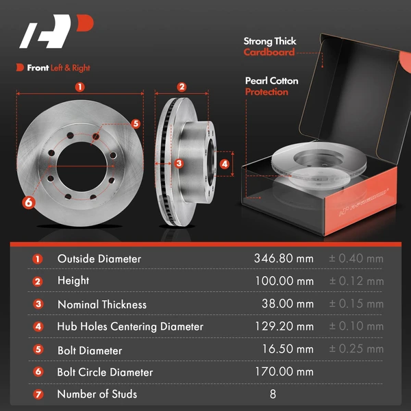 Disc Brake Rotors and Ceramic Pads Kit, 6 Pcs, Front Driver & Passenger, A-Premium, APBRPR1757