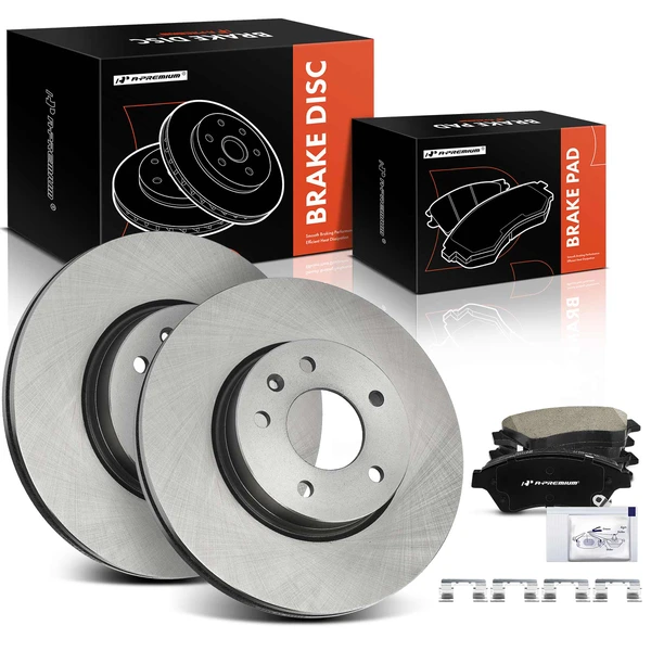 2013-2016 Cadillac ATS Disc Brake Rotors and Ceramic Pads Kit, 6 Pcs, Front Driver & Passenger, A-Premium, APBRPR1587