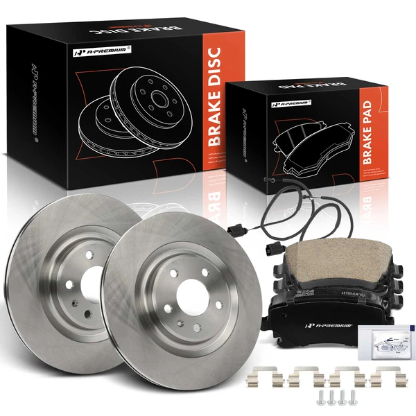 2010-2016 Audi S4 Disc Brake Rotors and Ceramic Pads Kit, 6 Pcs, Rear Driver & Passenger, A-Premium, APBRPR1588