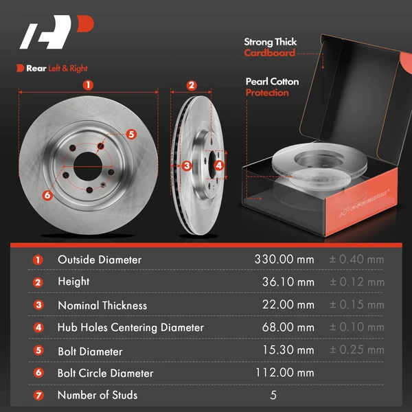 Disc Brake Rotors and Ceramic Pads Kit, 6 Pcs, Rear Driver & Passenger, A-Premium, APBRPR1588