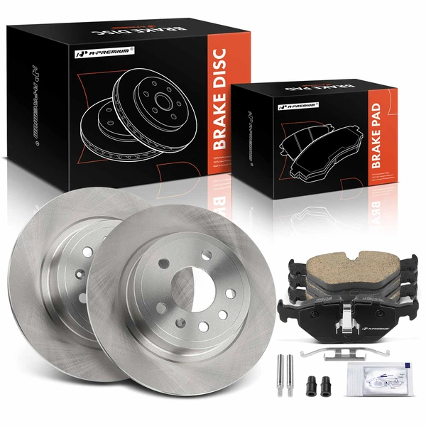 1999-2009 Saab 9-5 Disc Brake Rotors and Ceramic Pads Kit, 6 Pcs, Rear Driver & Passenger, A-Premium, APBRPR1591