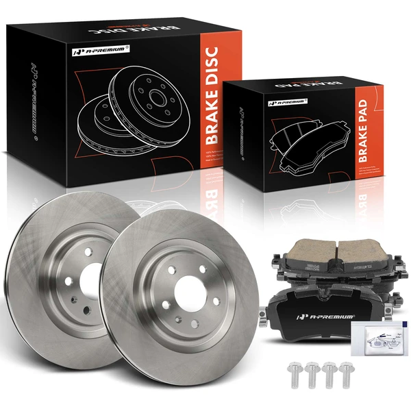 2017-2022 Audi A4 allroad Disc Brake Rotors and Ceramic Pads Kit, 6 Pcs, Rear Driver & Passenger, A-Premium, APBRPR1592