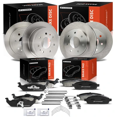 12 Pcs Front & Rear Disc Rotors & Brake Ceramic Pads