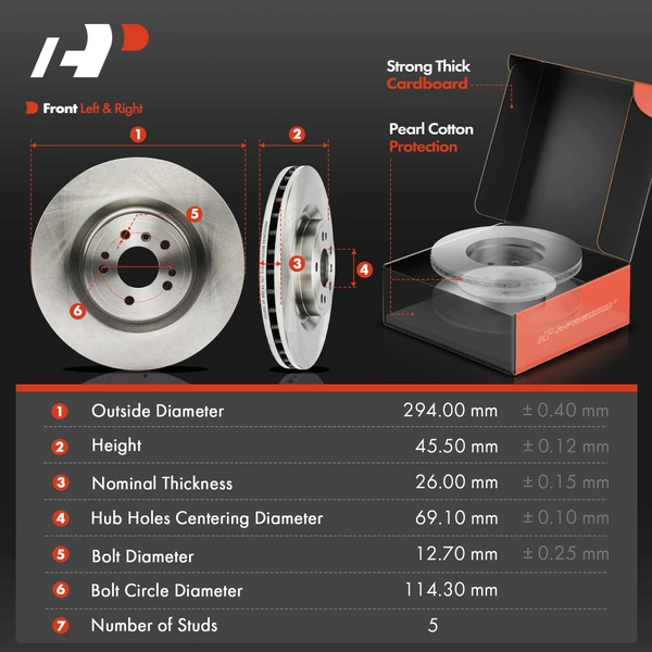 Disc Brake Rotors and Ceramic Pads Kit, 6 Pcs, Front Driver & Passenger, A-Premium, APBRPR1596