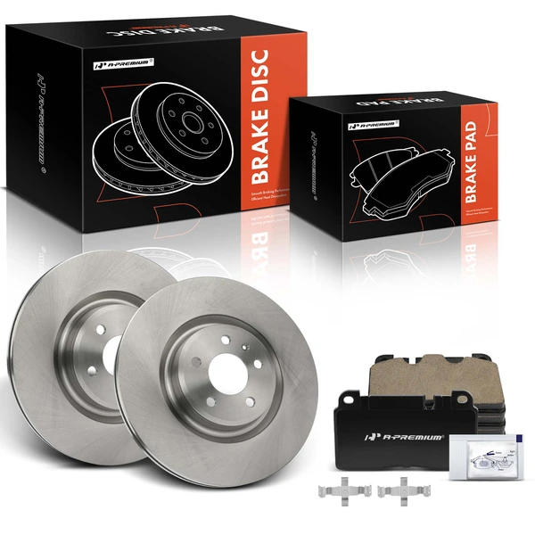 2014-2017 Audi Q5 Disc Brake Rotors and Ceramic Pads Kit, 6 Pcs, Front Driver & Passenger, A-Premium, APBRPR1597