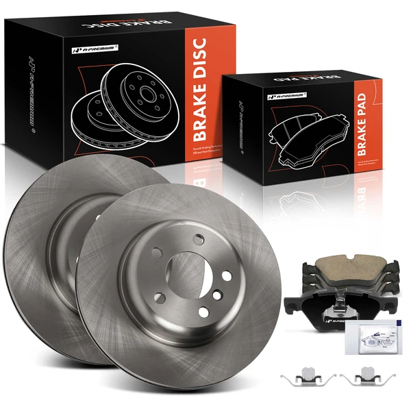 2011-2016 BMW 528i Disc Brake Rotors and Ceramic Pads Kit, 6 Pcs, Front Driver & Passenger, A-Premium, APBRPR1578