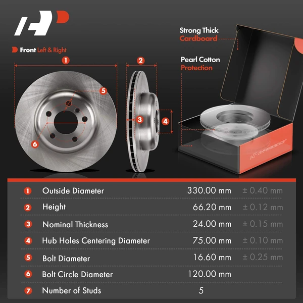 Disc Brake Rotors and Ceramic Pads Kit, 6 Pcs, Front Driver & Passenger, A-Premium, APBRPR1578