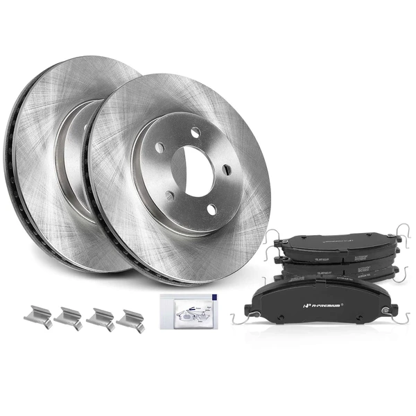 2005-2010 Ford Mustang Disc Brake Rotors and Ceramic Pads Kit, 6 Pcs, Front Driver & Passenger, A-Premium, APBRPR1221