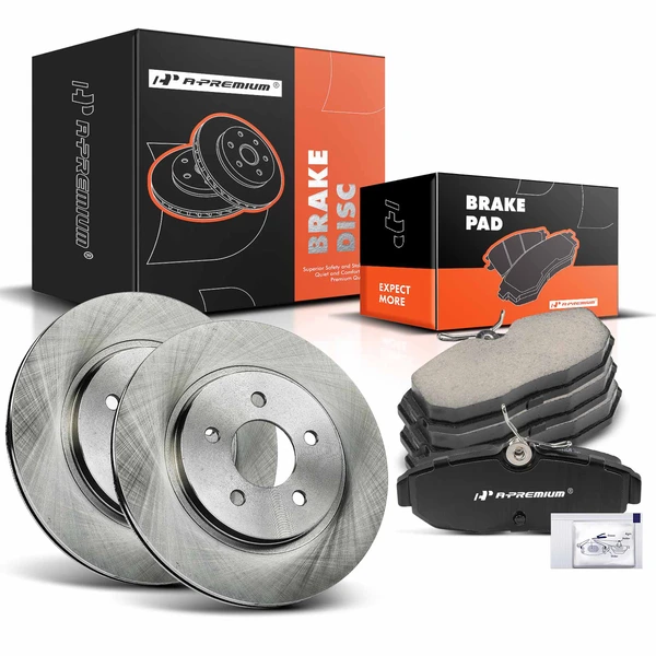 Disc Brake Rotors and Ceramic Pads Kit, 6 Pcs, Rear Driver & Passenger, A-Premium, APBRPR1223