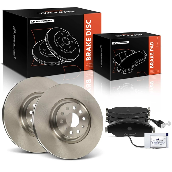 2018-2022 Volkswagen Tiguan Disc Brake Rotors and Ceramic Pads Kit, 6 Pcs, Front Driver & Passenger, A-Premium, APBRPR1601