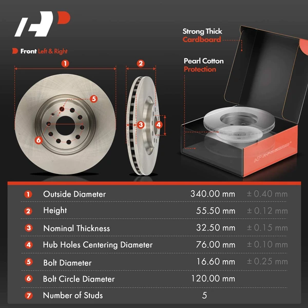 Disc Brake Rotors and Ceramic Pads Kit, 6 Pcs, Front Driver & Passenger, A-Premium, APBRPR1601