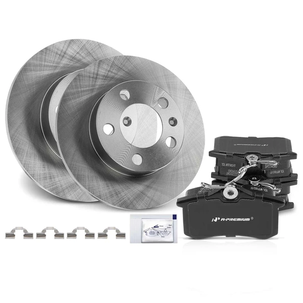 2000-2006 Volkswagen Jetta Disc Brake Rotors and Ceramic Pads Kit, 6 Pcs, Rear Driver & Passenger, A-Premium, APBRPR1227