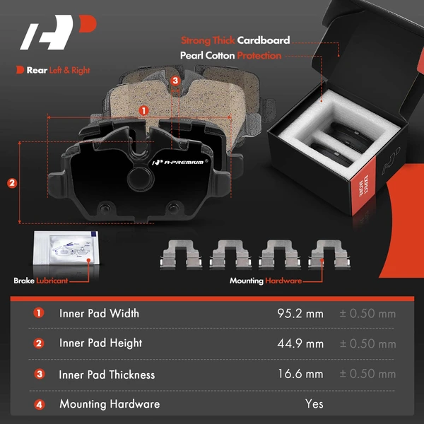 Disc Brake Rotors and Ceramic Pads Kit, 6 Pcs, Rear Driver & Passenger, A-Premium, APBRPR1602