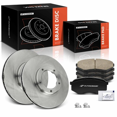6 Pcs Front Disc Brake Rotors & Ceramic Brake Pads
