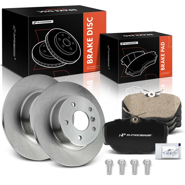 Disc Brake Rotors and Ceramic Pads Kit, 6 Pcs, Rear Driver & Passenger, A-Premium, APBRPR1800