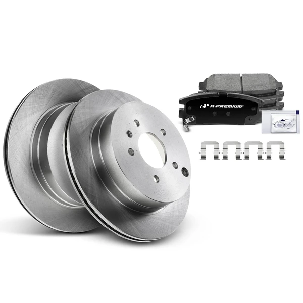 Disc Brake Rotors and Ceramic Pads Kit, 6 Pcs, Rear Driver & Passenger, A-Premium, APBRPR039