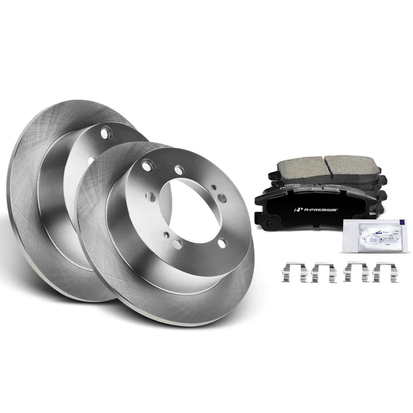 Disc Brake Rotors and Ceramic Pads Kit, 6 Pcs, Rear Driver & Passenger, A-Premium, APBRPR040